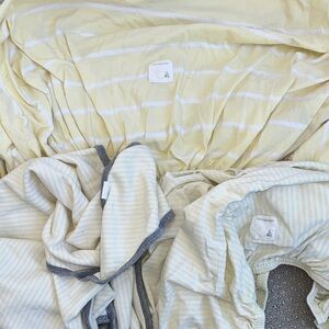 Burt’s Bees Baby Yellow Striped hooded towel, crib sheet, and changing pad cover